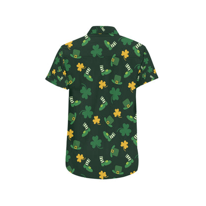 St Patricks Day Print Design LKS306 Men Short Sleeve Button Up Shirt