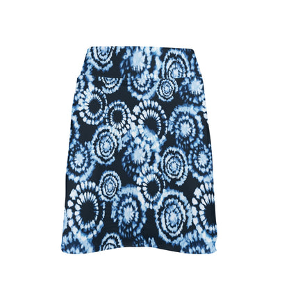 Tie Dye Dark Blue Print Design LKS306 17" Golf & Pickleball Skort with Pockets