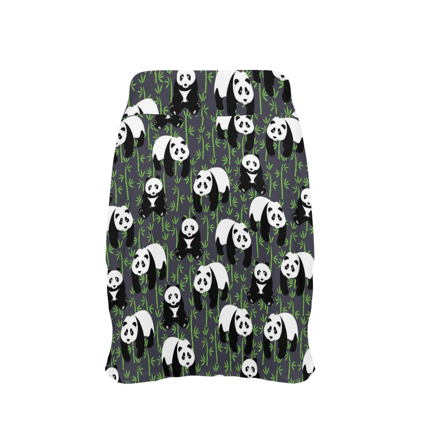 Panda Bear Bamboo Themed Print Women's Golf Skirt with Pocket