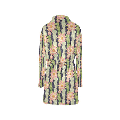 Cactus Pattern Print Design 01 Women's Fleece Robe