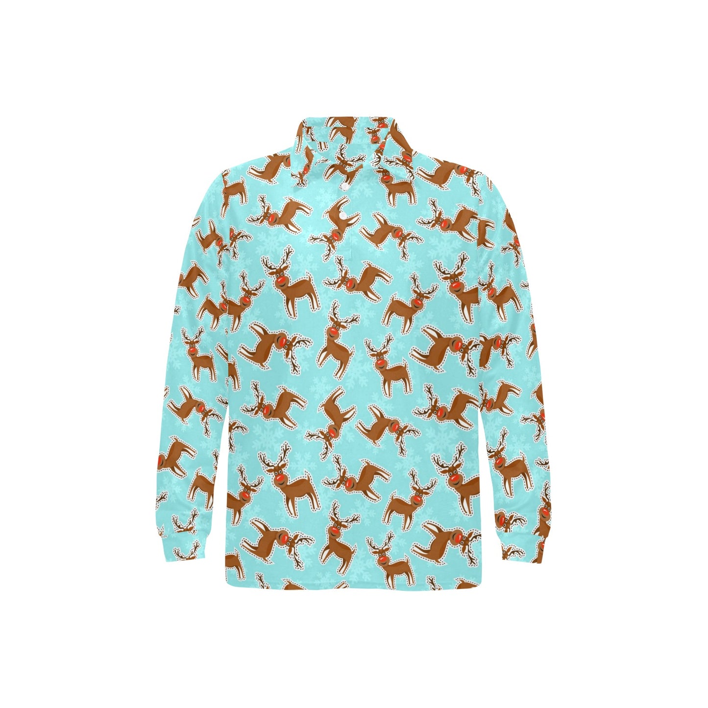 Reindeer Print Design LKS403 Long Sleeve Polo Shirt For Men's