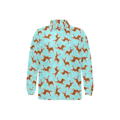 Reindeer Print Design LKS403 Long Sleeve Polo Shirt For Men's