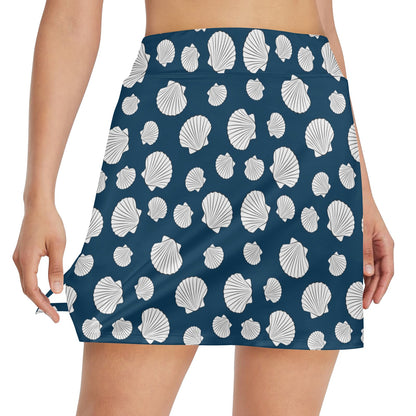 Seashell Print Design LKS3012 17" Golf & Pickleball Skort with Pockets