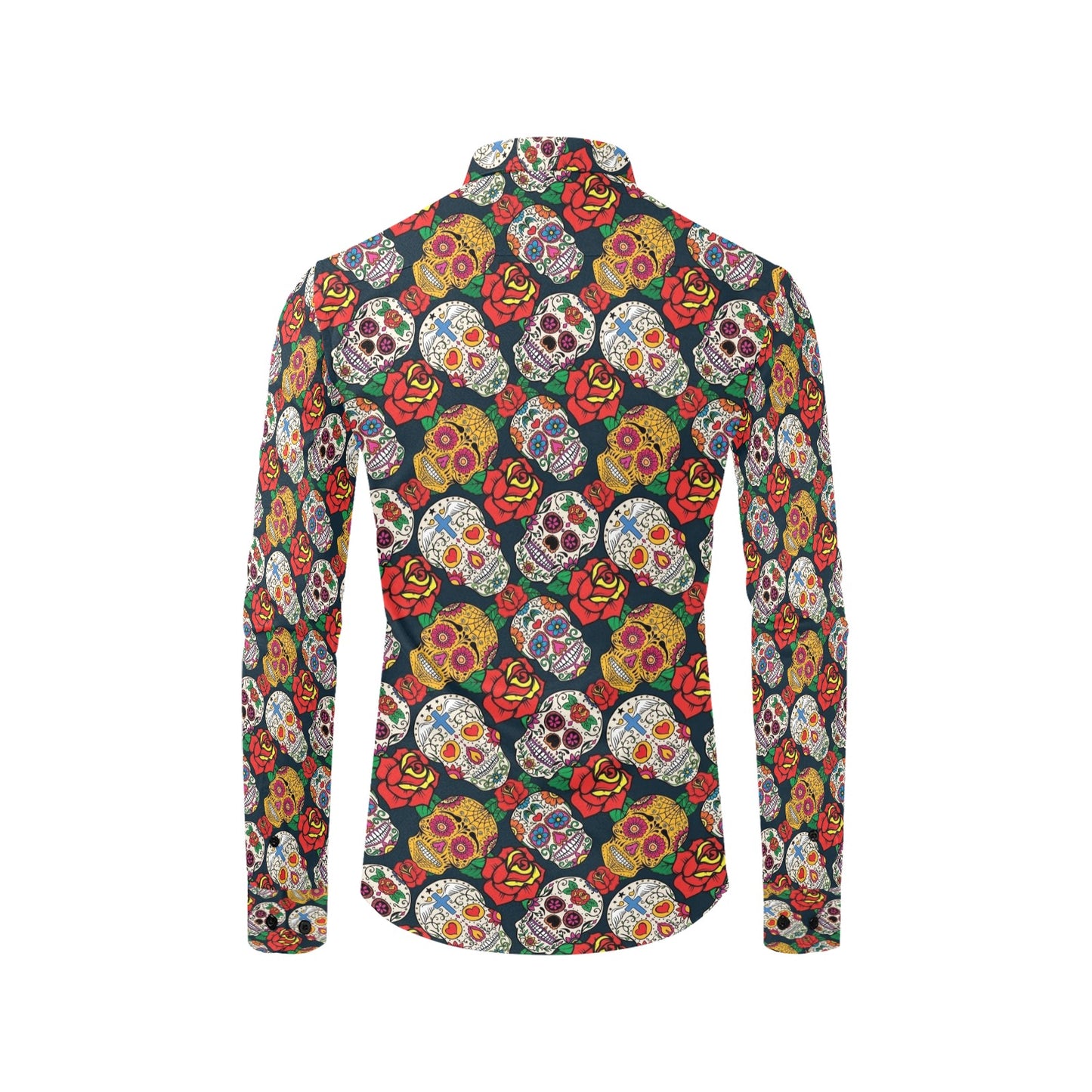 Sugar Skull Print Design LKS306 Men's Long Sleeve Dress Shirt