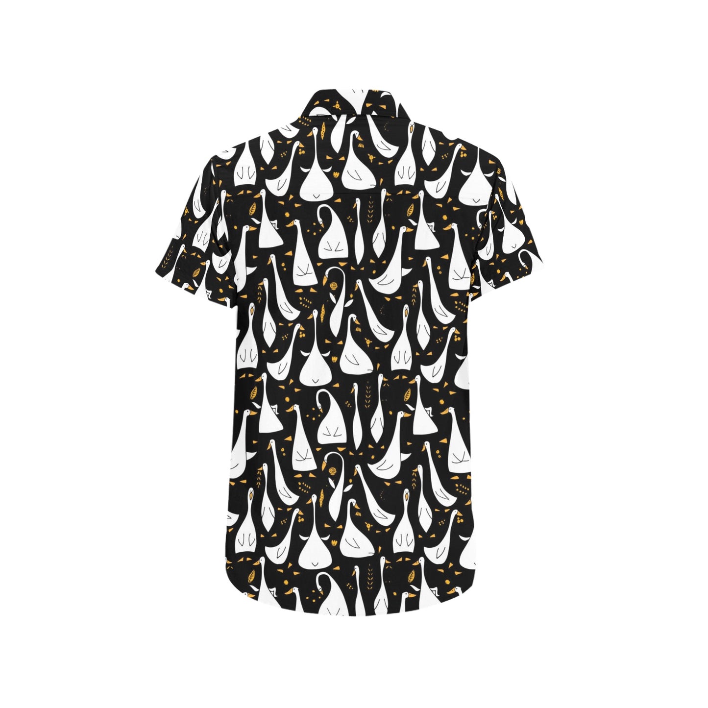 Goose Print Design LKS401 Men Short Sleeve Button Up Shirt