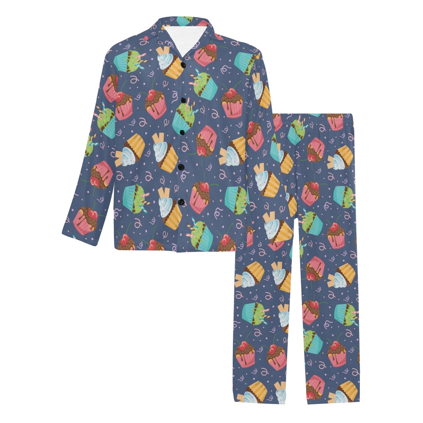 Cupcake Pattern Print Design 02 Men's Long Pajama Set