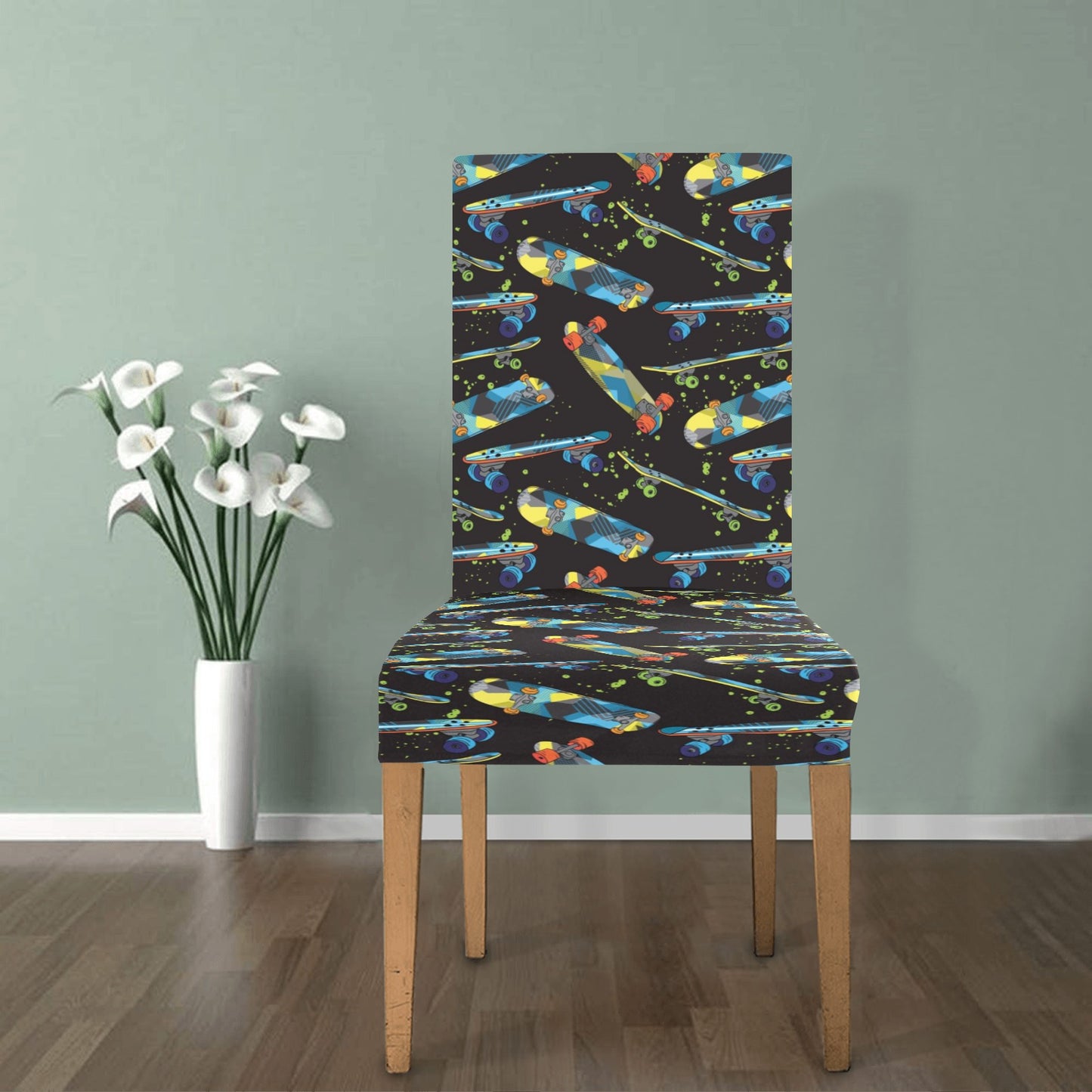 Skateboard Print Design LKS305 Dining Chair Slipcover
