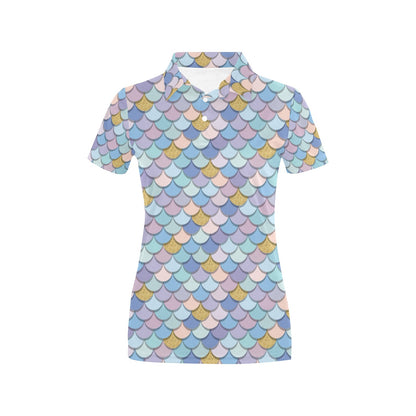 Mermaid Scales Pattern Print Design 05 Women's Polo Shirt