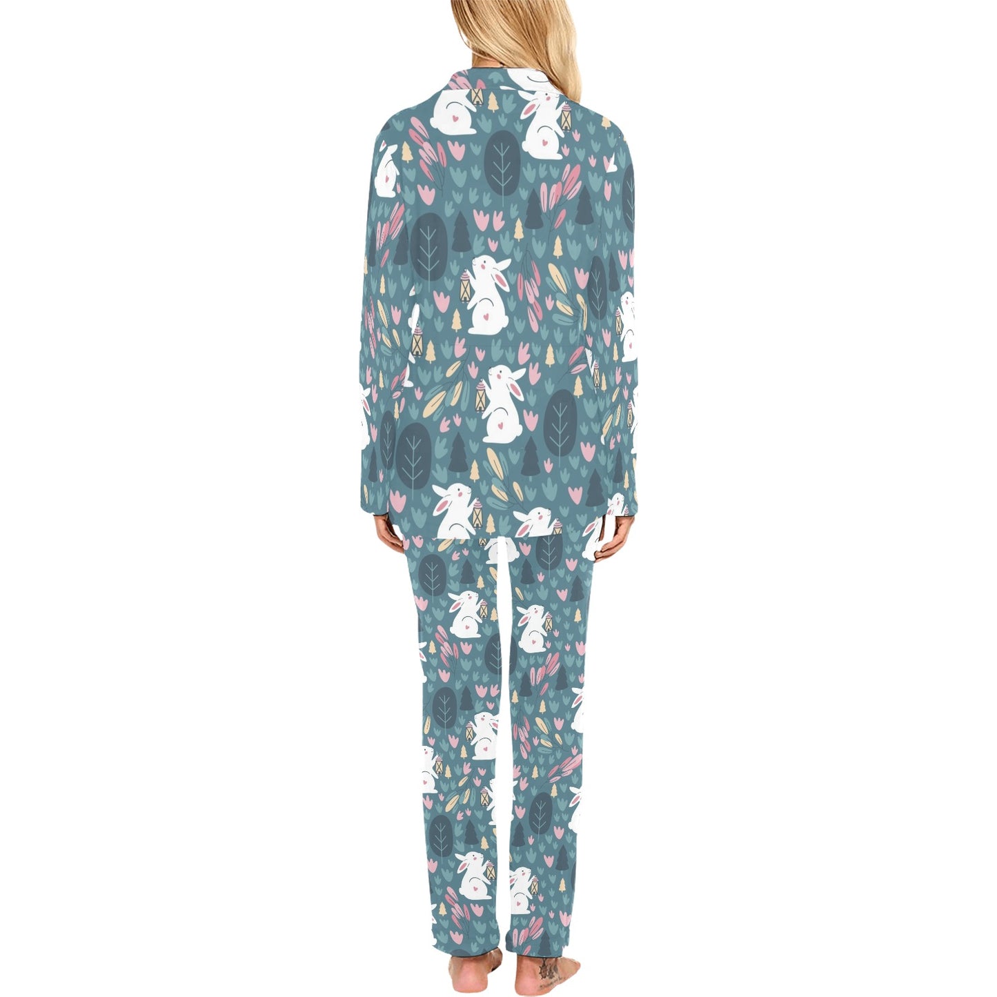 Rabbit Pattern Print Design RB013 Women's Long Pajama Set