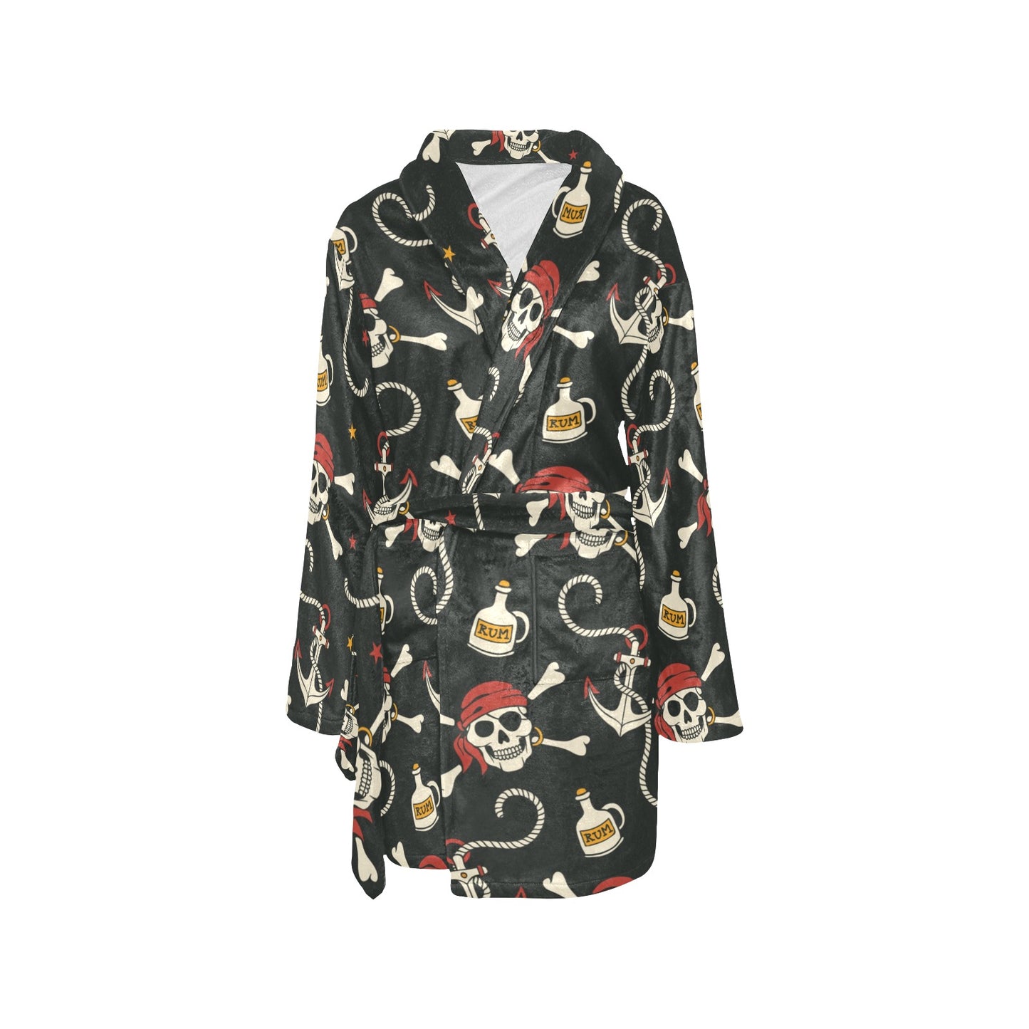 Pirate Pattern Print Design A02 Women's Fleece Robe