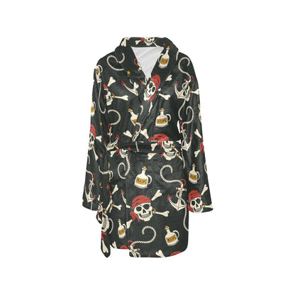 Pirate Pattern Print Design A02 Women's Fleece Robe
