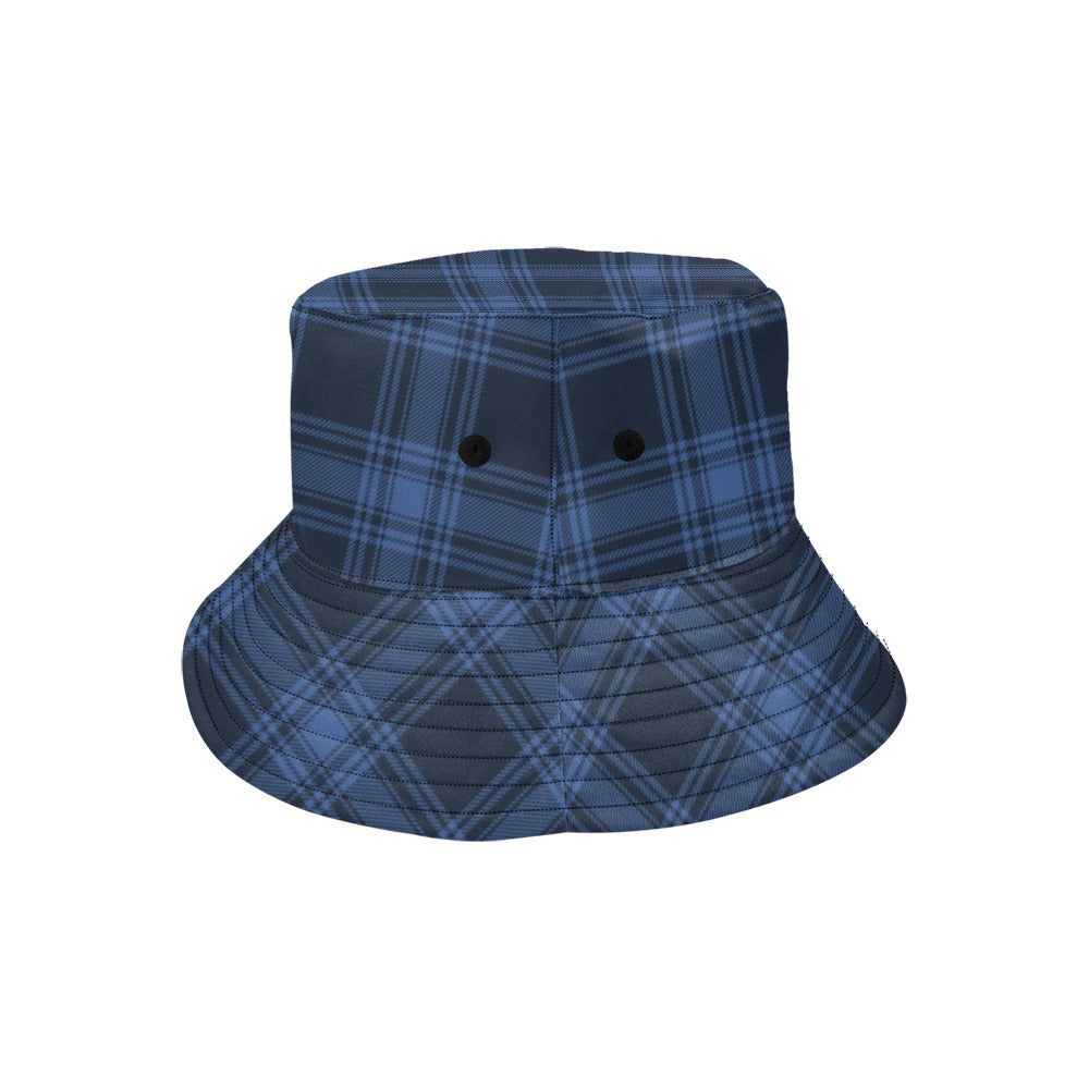 Tartan Blue Print Design LKS304 Unisex Bucket Hat