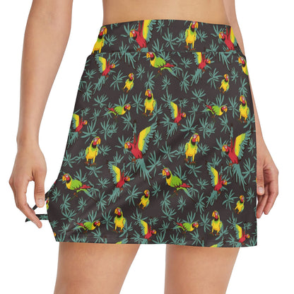 Parrot Themed Print 17" Golf & Pickleball Skort with Pockets