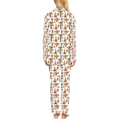 Totem Native Print Design LKS303 Women's Long Pajama Set