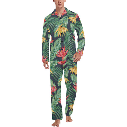 Bird Of Paradise Pattern Print Design BOP09 Men's Long Pajama Set