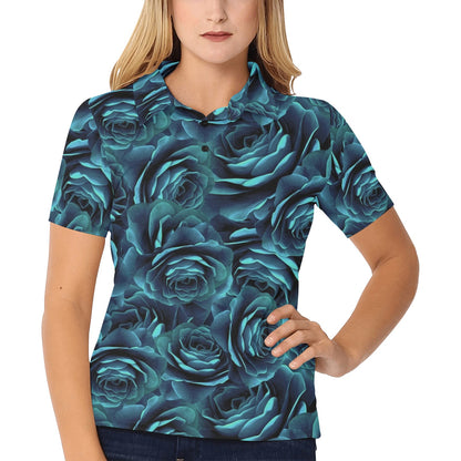 Camellia Pattern Print Design CM04 Women's Polo Shirt