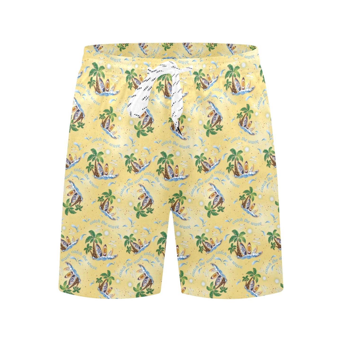 Surf Catch the Wave Design Men's Swim Trunks Beach Shorts
