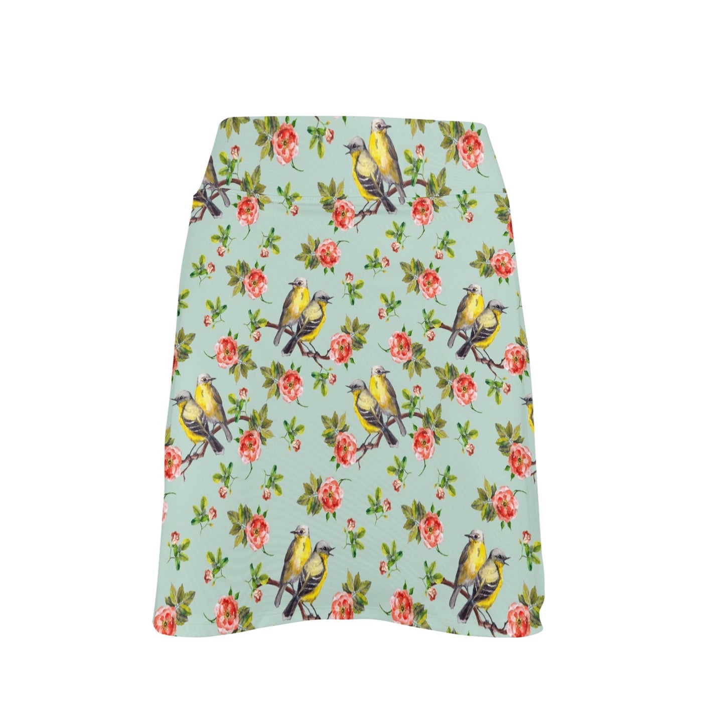 Bird with Red Flower Print Pattern 17" Golf & Pickleball Skort with Pockets