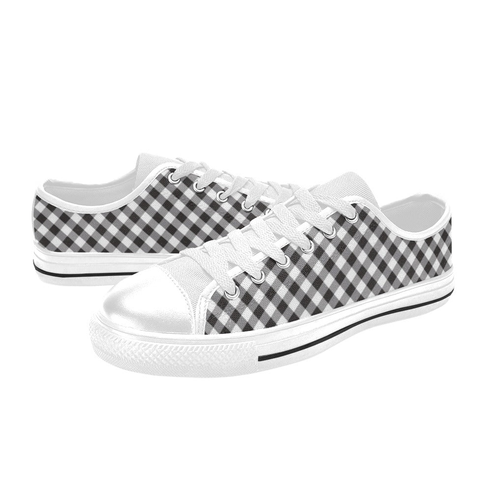 Gingham Print Design LKS402 Women's White Low Top Shoes