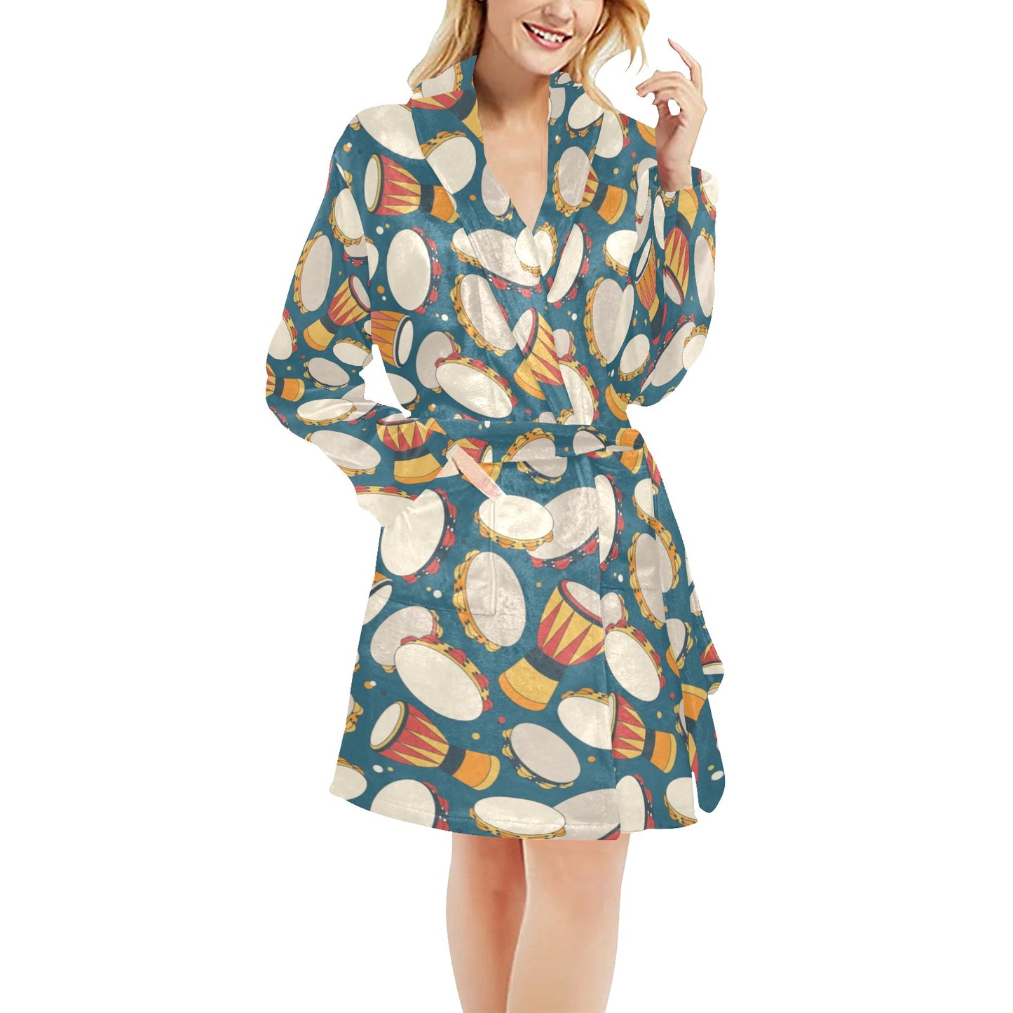 Tambourine Pattern Print Design 01 Women's Fleece Robe