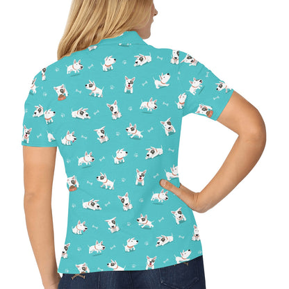 Bull Terriers Pattern Print Design 07 Women's Polo Shirt