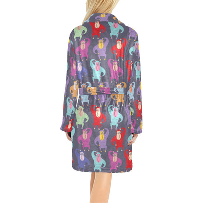 Chimpanzee Pattern Print Design 03 Women's Fleece Robe