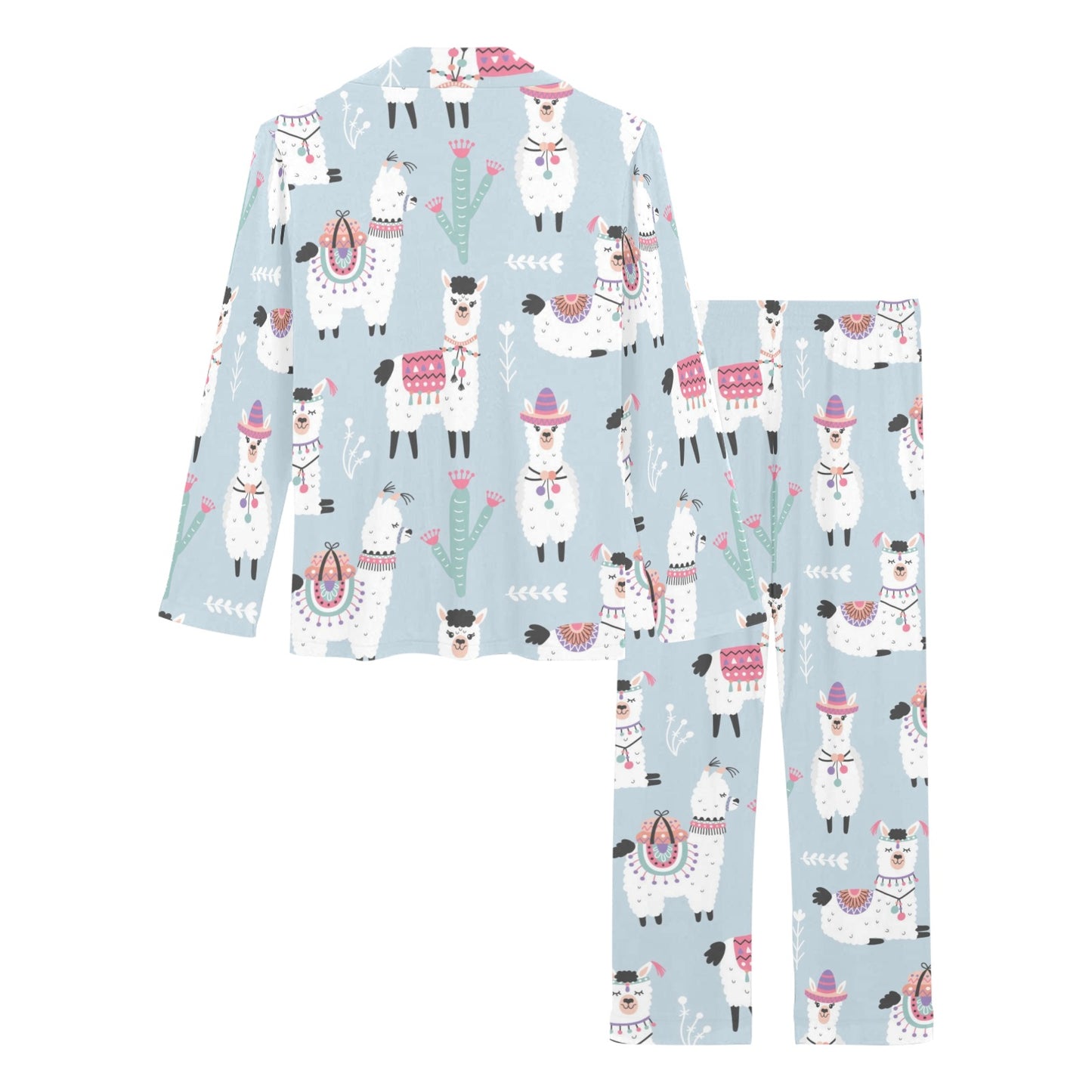 Llama Pattern Print Design 04 Women's Long Pajama Set