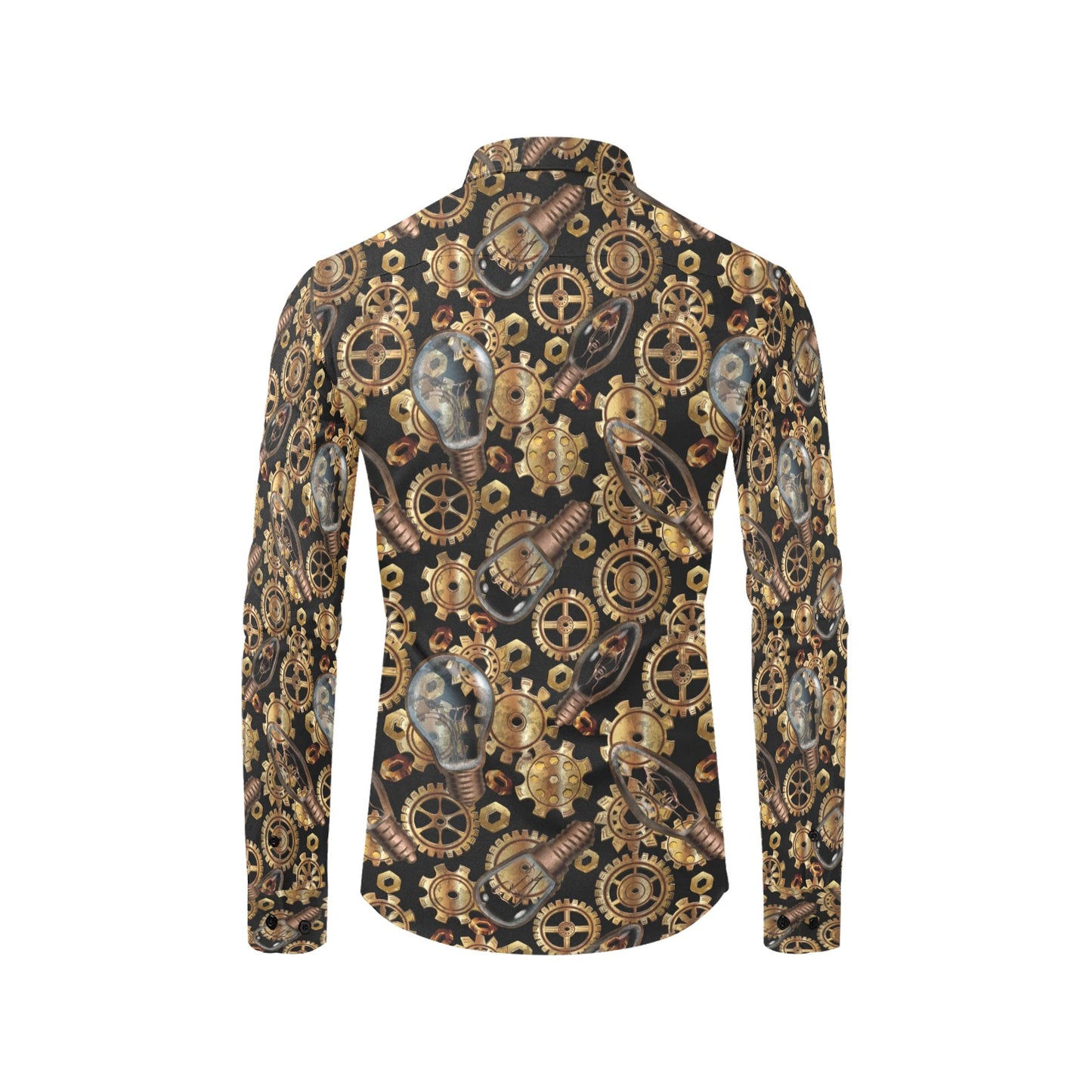 Steampunk Lightbulb Print Design LKS304 Men's Long Sleeve Dress Shirt