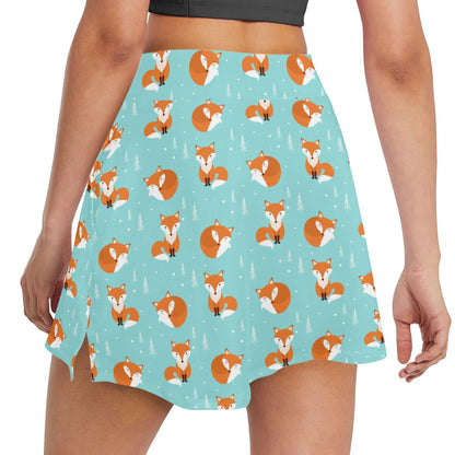 Fox Design Snow Print Pattern 17" Golf & Pickleball Skort with Pockets