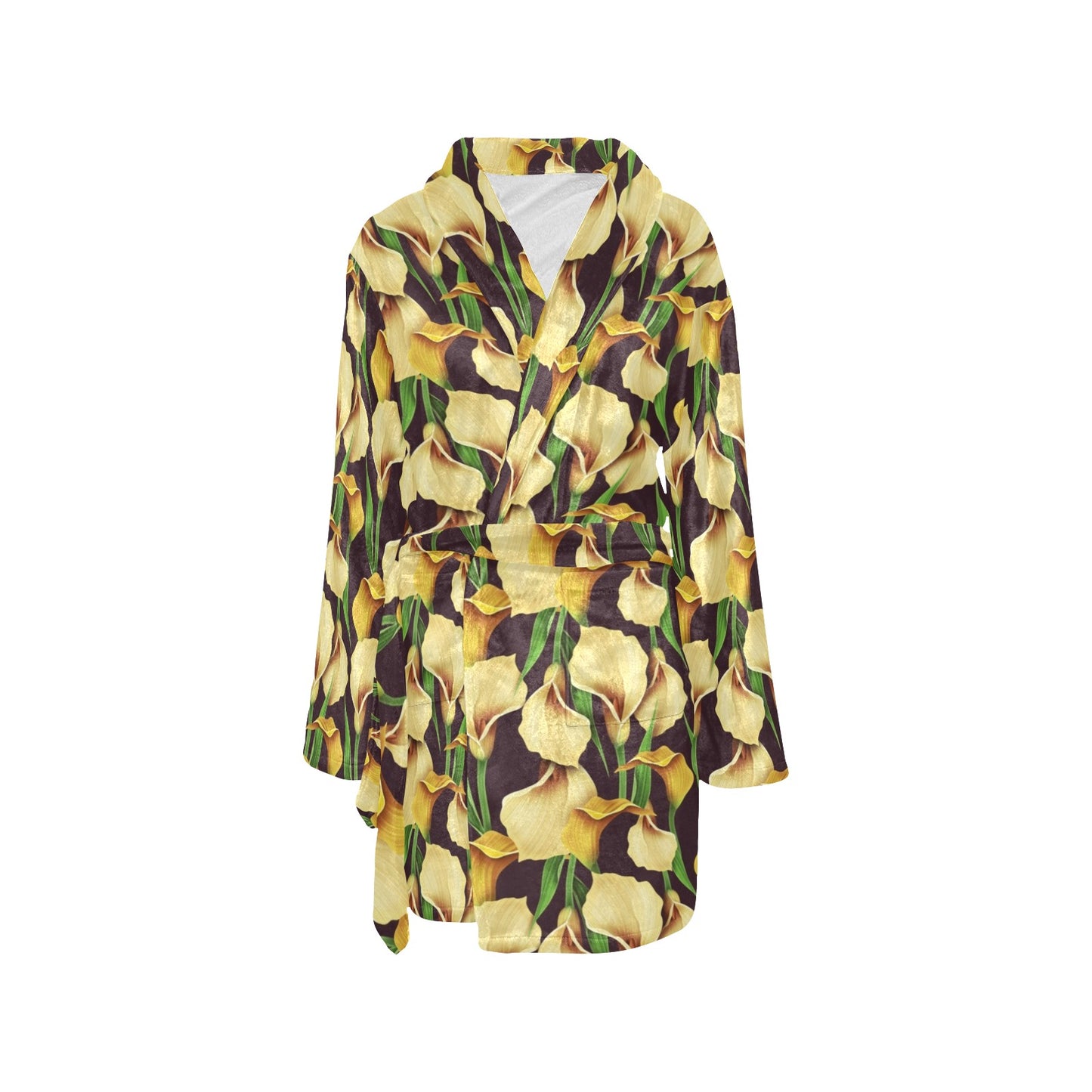 Lily Pattern Print Design LY013 Women's Fleece Robe