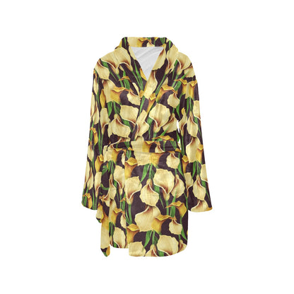 Lily Pattern Print Design LY013 Women's Fleece Robe