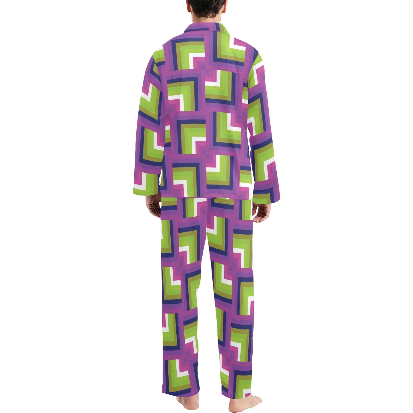 Optical illusion Pattern Print Design A05 Men's Long Pajama Set