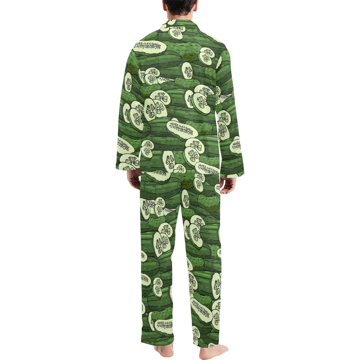 Cucumber Pattern Print Design CC01 Men's Long Pajama Set