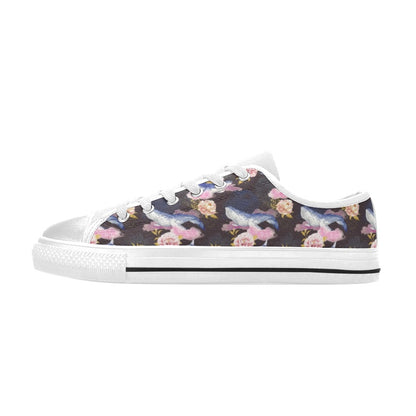 Blue Whale Print Design LKS401 Women's White Low Top Shoes