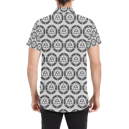 Third Eye Print Design LKS301 Men Short Sleeve Button Up Shirt