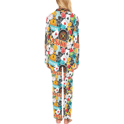 Casino Pattern Print Design 03 Women's Long Pajama Set
