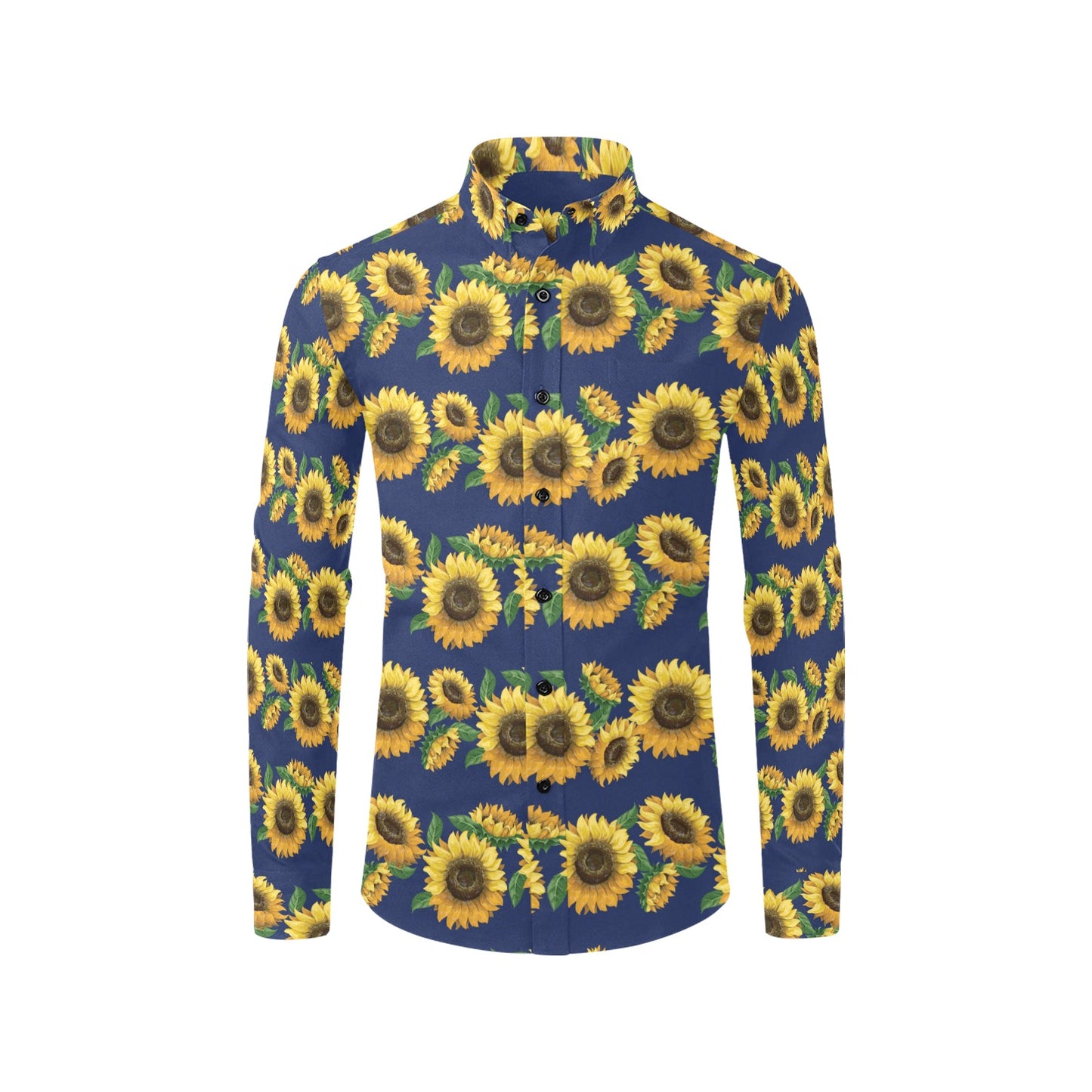 Sunflower Print Design LKS307 Men's Long Sleeve Dress Shirt