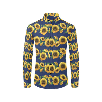 Sunflower Print Design LKS307 Men's Long Sleeve Dress Shirt