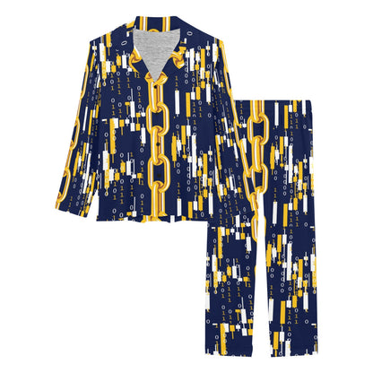 Cryptocurrency Chain Pattern Print Design 03 Women's Long Pajama Set