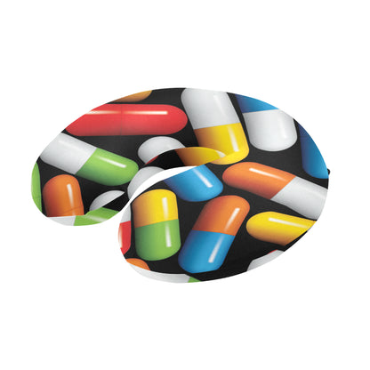 Pill Pattern Print Design A02 U-Shaped Travel Neck Pillow