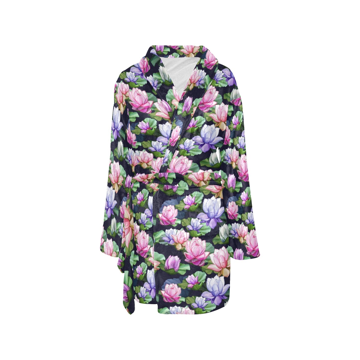 Lotus Flower Print Design Women's Fleece Robe