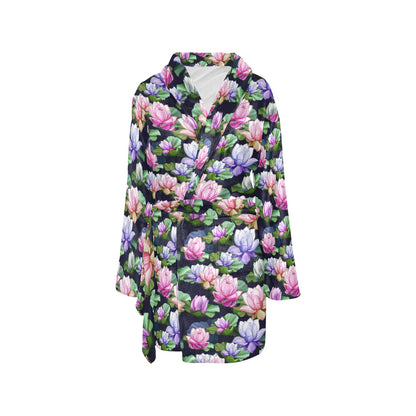 Lotus Flower Print Design Women's Fleece Robe