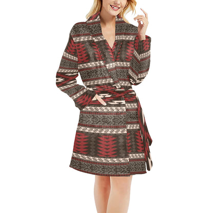 Native Pattern Print Design A03 Women's Fleece Robe