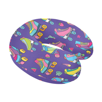 Roller skate Colorful Pattern Print Design A05 U-Shaped Travel Neck Pillow