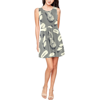 Peanut Pattern Print Design A01 Sleeveless Dress