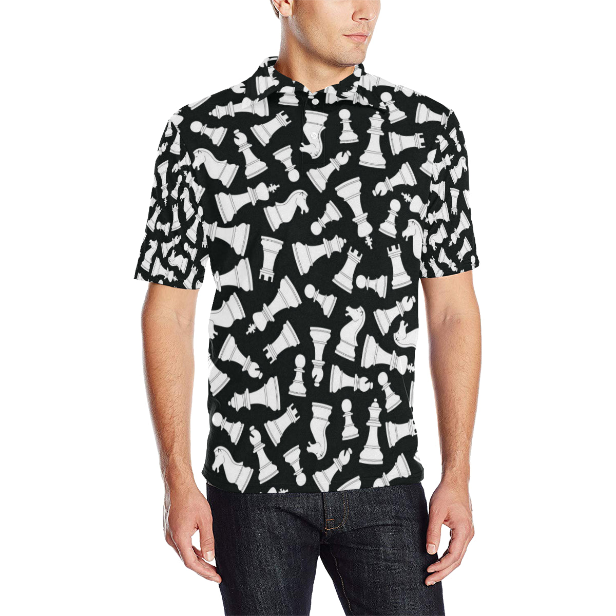Chess Pattern Print Design 01 Men Polo Shirt