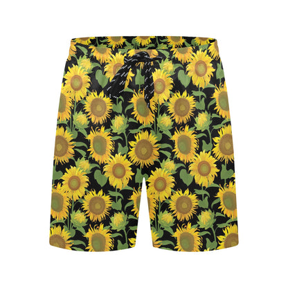 Sunflower Print Design LKS302 Men's Swim Trunks Beach Shorts