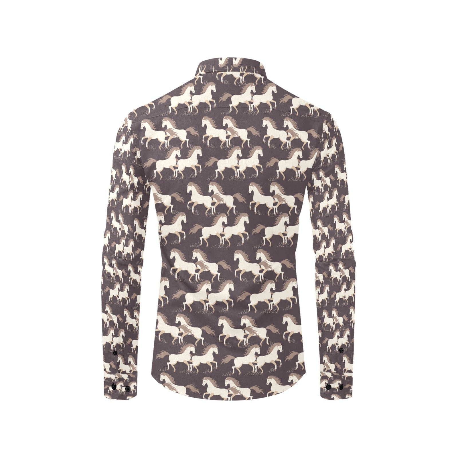 Horse Print Design LKS304 Men's Long Sleeve Dress Shirt