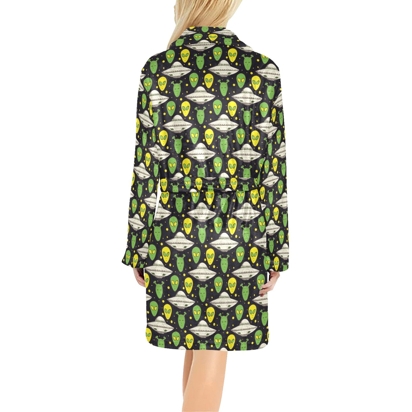 Alien UFO Pattern Women's Fleece Robe