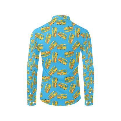 School Bus Print Design LKS302 Men's Long Sleeve Dress Shirt